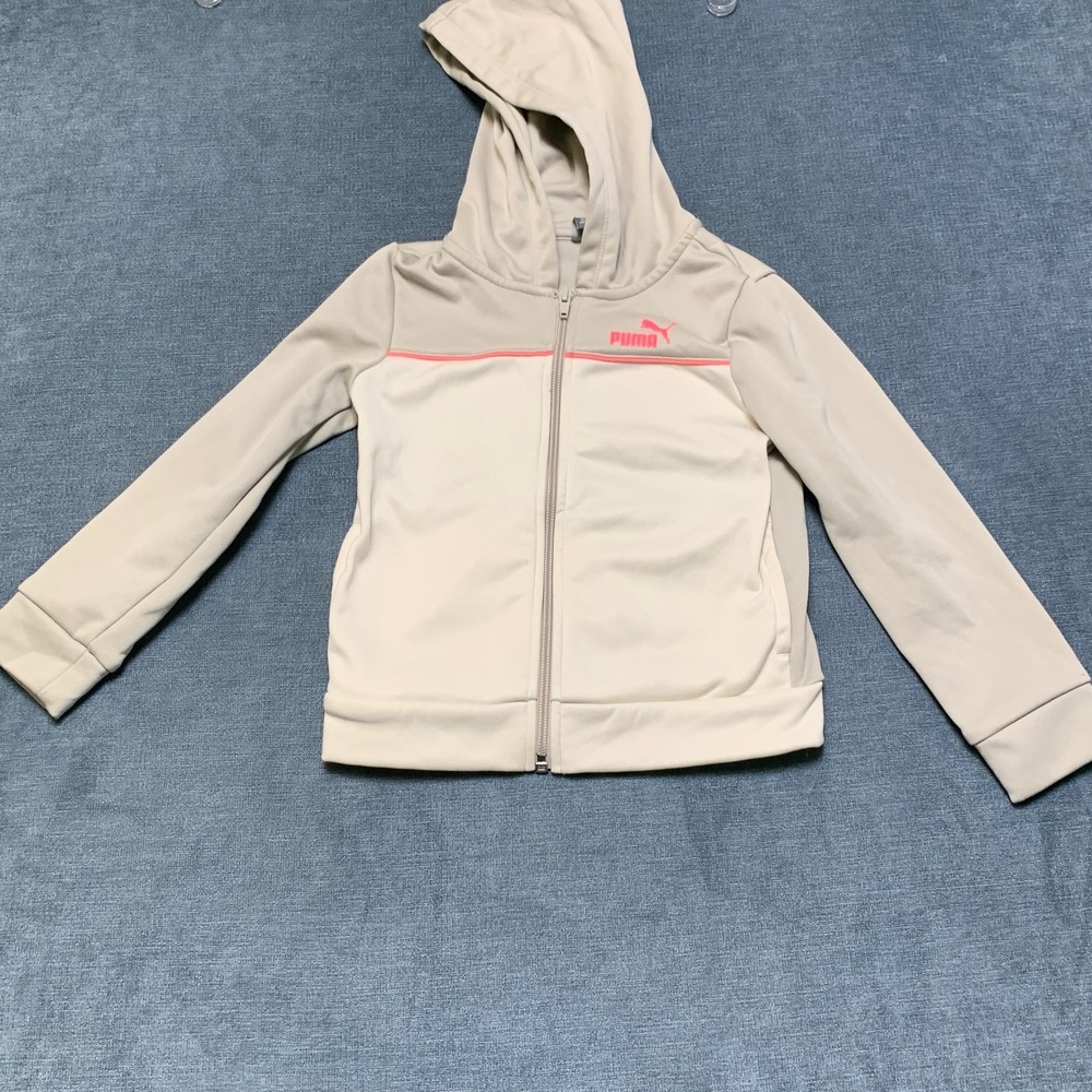 Puma Hoodie Toddlers 4T Gray Logo Full Zip Fleece Lined Performance Winter Warm